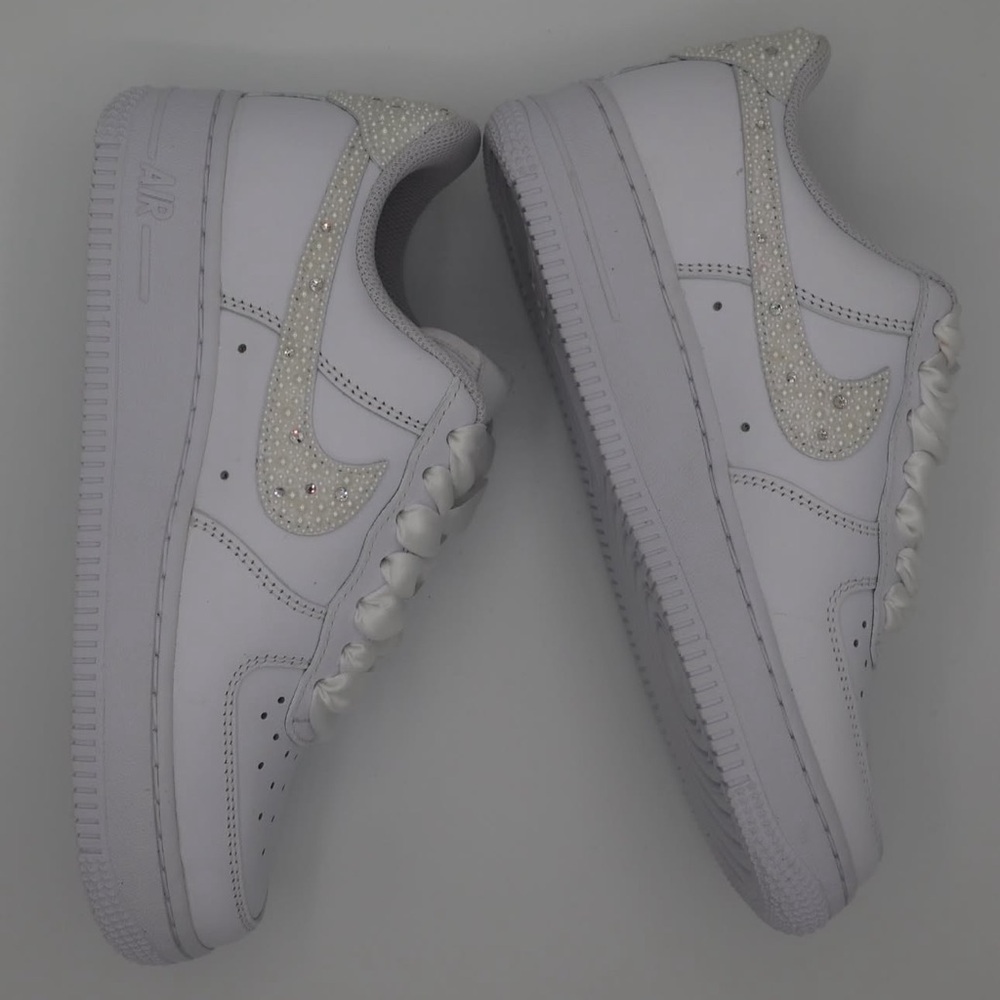 Nike Air Force 1 lows customized with Rhinestone Accents